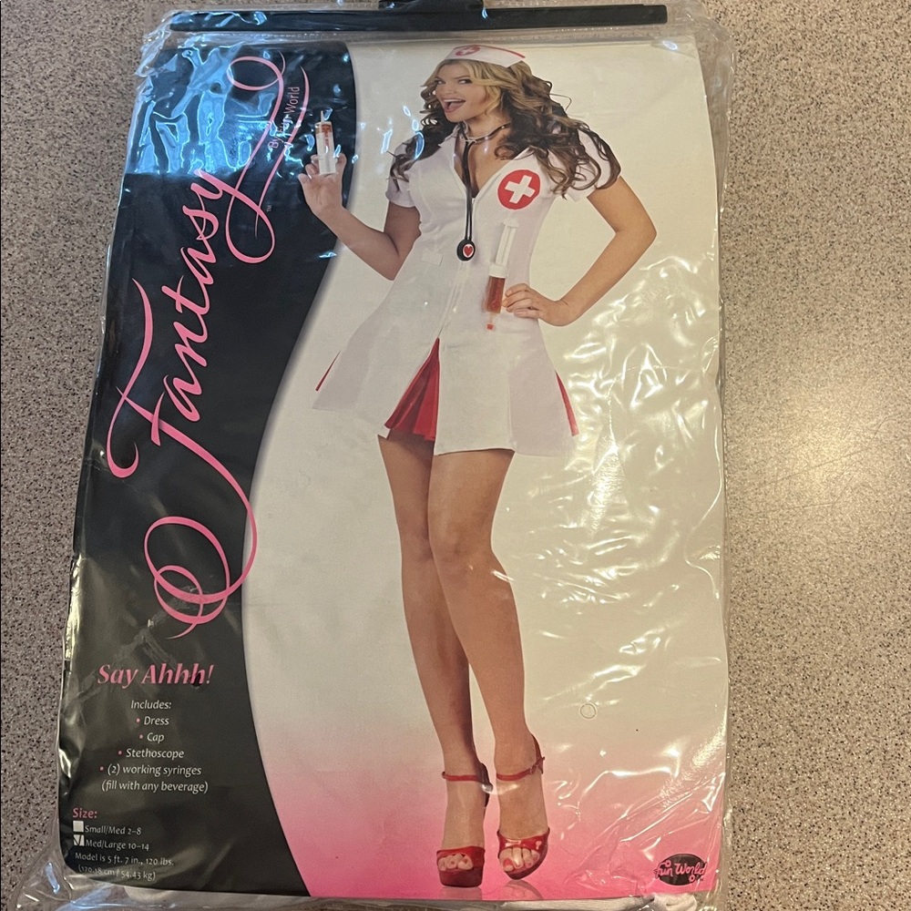 Fantasy Nurse Costume with Red Accents